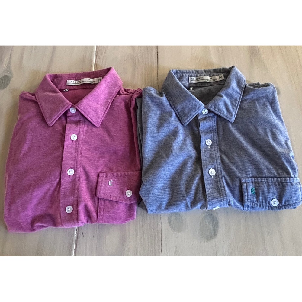 Criquet Mens Players Polo Shirt Lot of 2 Pima Cotton Blend Pink Blue Size Medium
